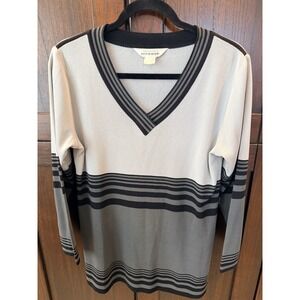 Vintage Misook Women's 3/4 Sleeve Sweater V Neck Multicolor. M/L